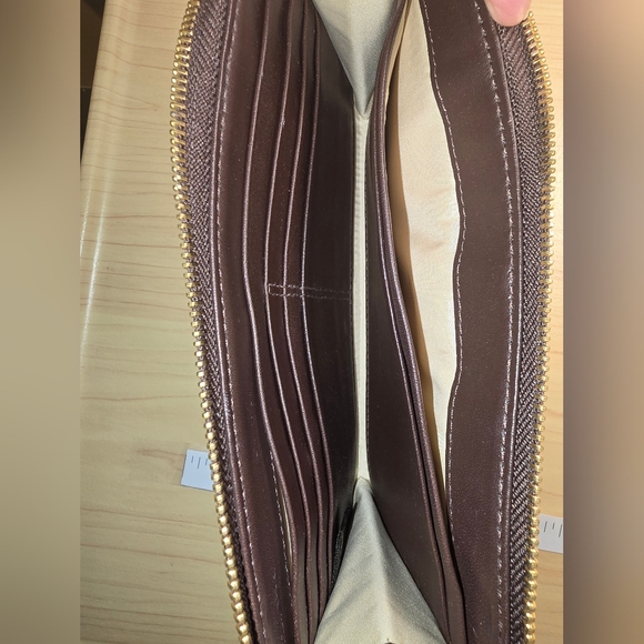 COACH Penelope Mahoghany Brown Leather Wallet Clutch Wristlet Turnlock Snakeskin